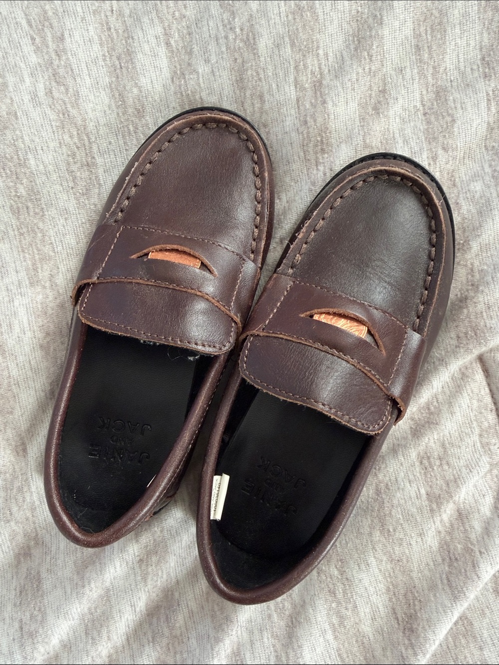 Janie and Jack Dark Brown Leather Penny Loafers